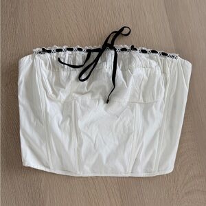 Cotton Candy White Corset with Black Lace